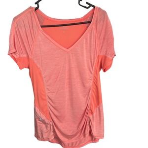 Athleta Activewear Top Womens Medium Orange Mesh Side Panel Athletic